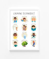 Calming Techniques Poster | Emotional Regulation Chart for Kids | Educational Classroom & Home Wall Art
