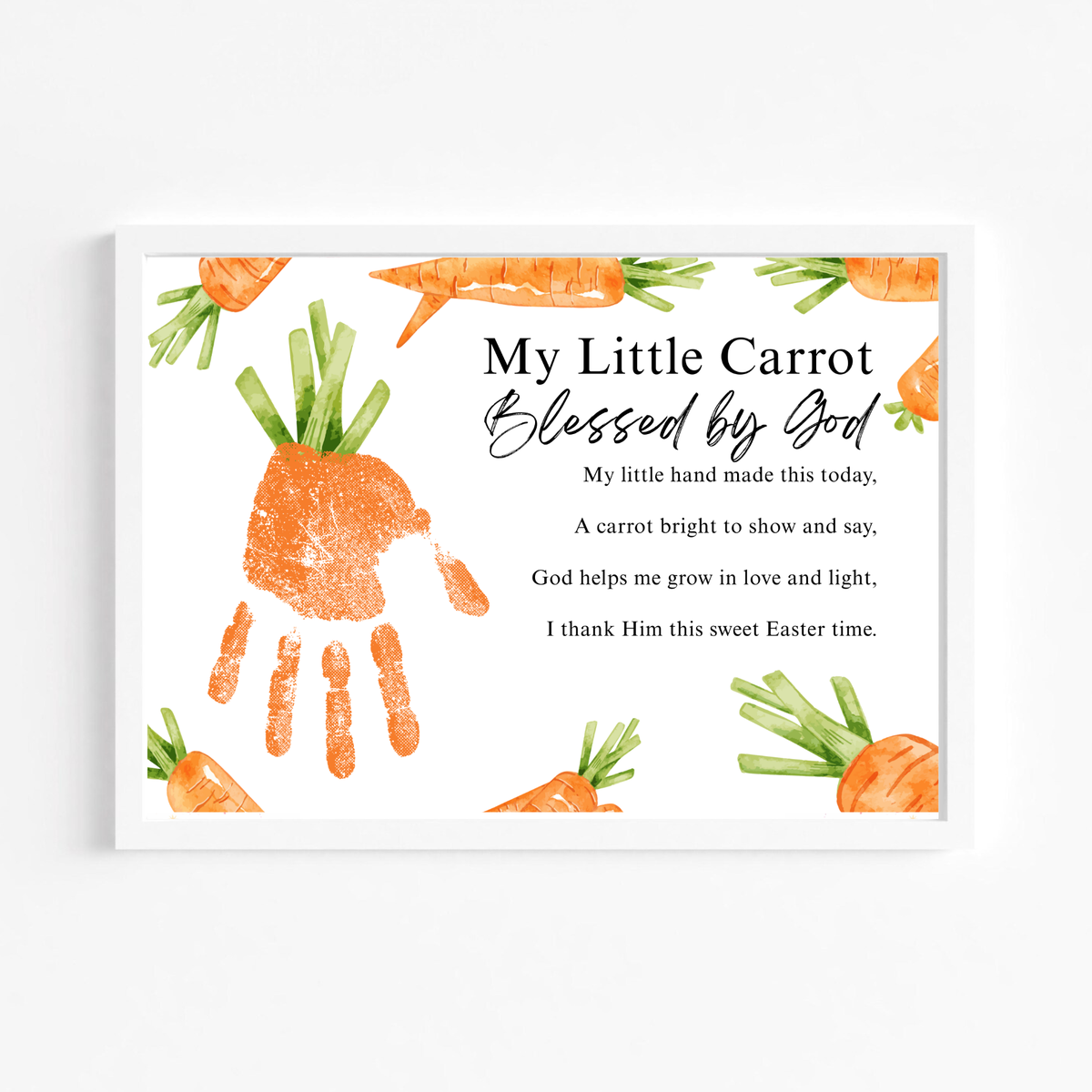 My Little Carrot Blessed by God Easter Handprint Craft Printable | Christian Easter Keepsake Art | Faith-Based Carrot Activity PDF