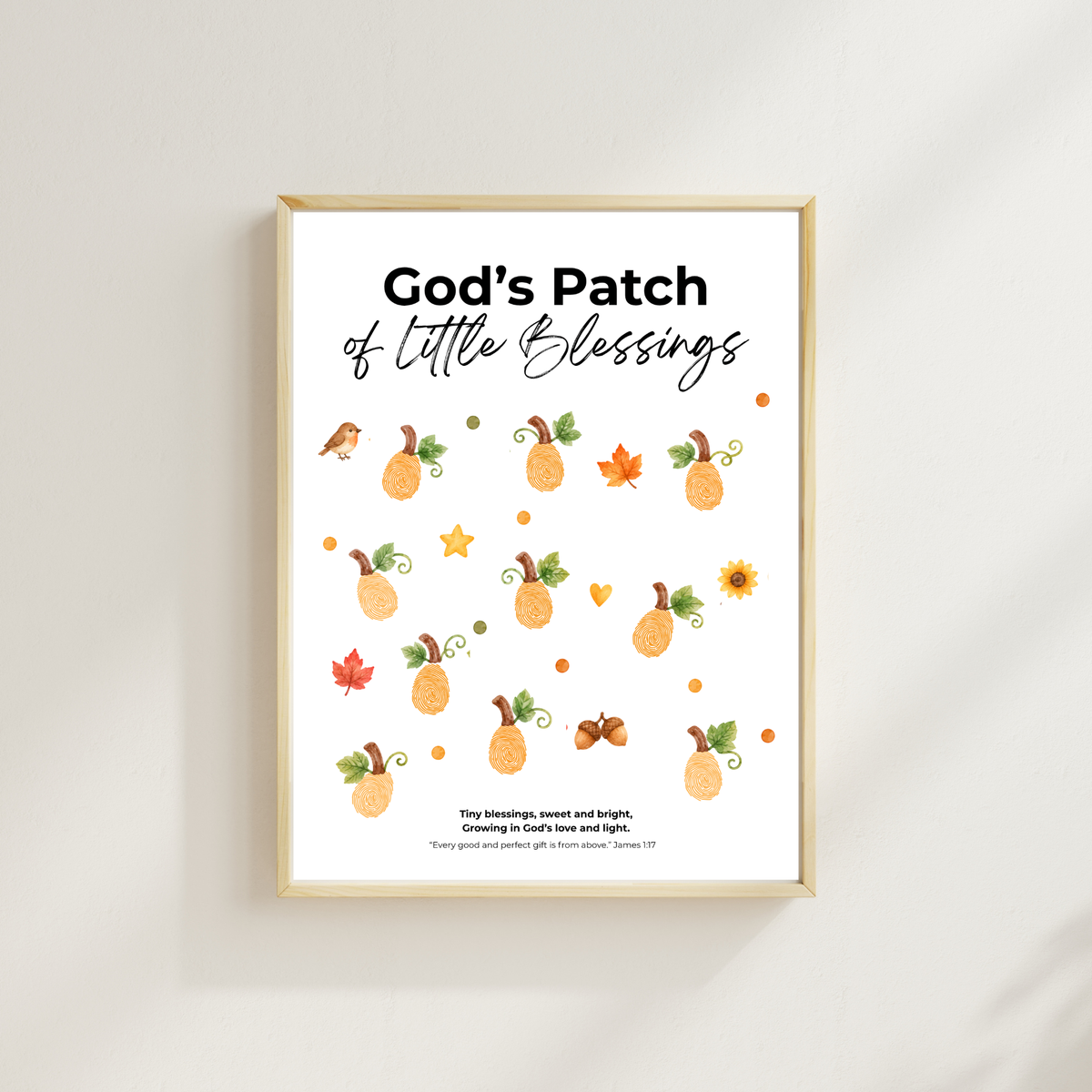 God’s Patch of Little Blessings Fingerprint Pumpkin Craft | Christian Fall Printable for Kids