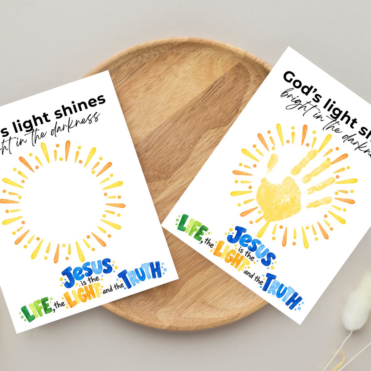 God’s Light Shines Handprint Craft for Kids | Jesus Life Light Truth Christian Printable | Bible Sunday School Activity