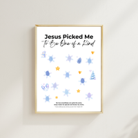 Jesus Picked Me to Be One of a Kind Fingerprint Snowflake Craft | Christian Winter Printable for Kids
