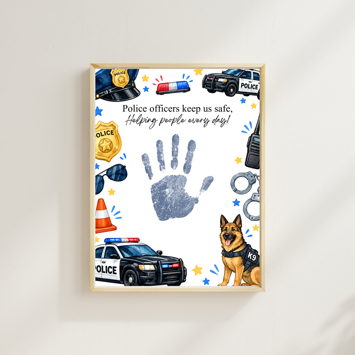 Police Officer Handprint Craft for Kids | Community Helpers Printable | Preschool Police Activity