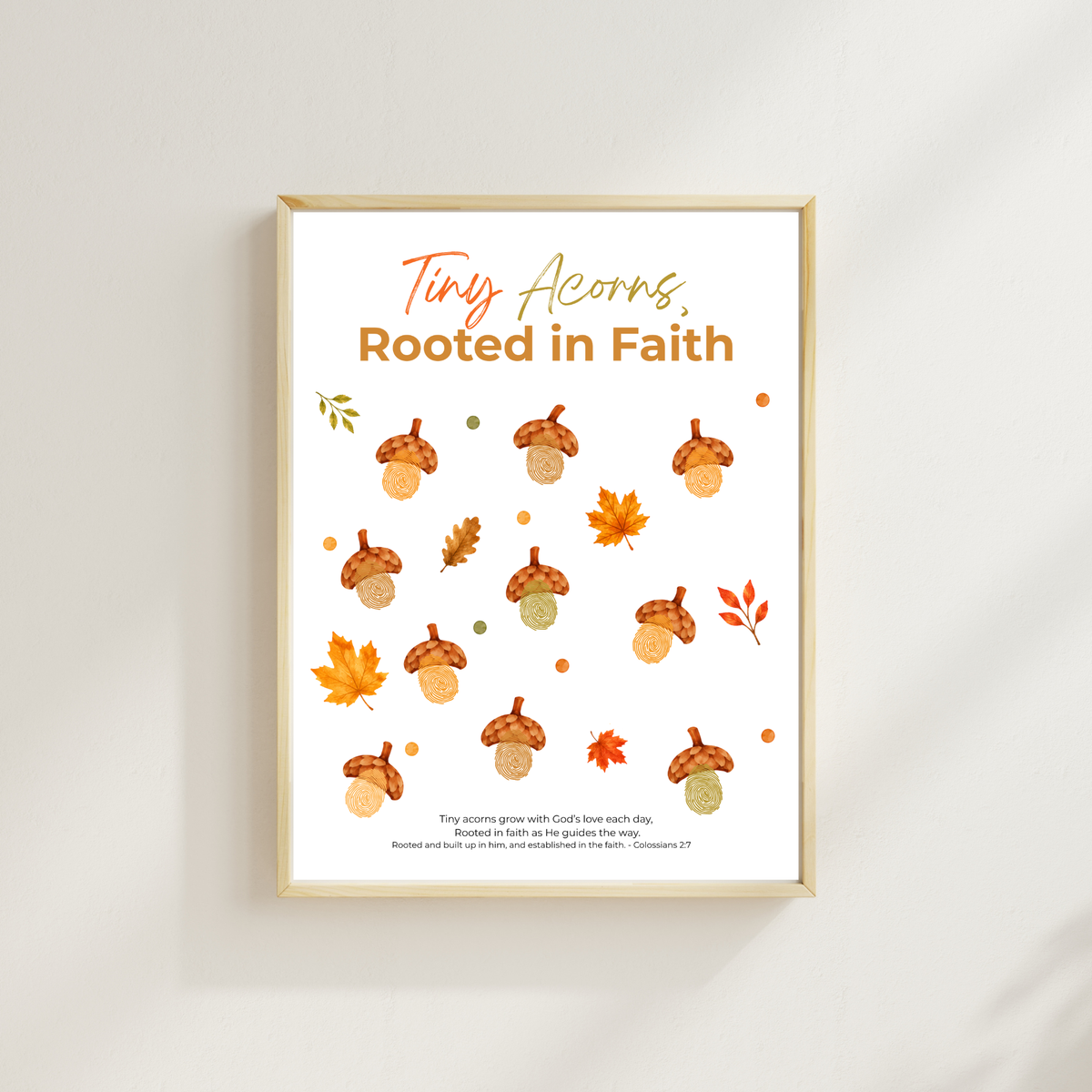 Christian Fall Fingerprint Craft for Kids | Tiny Acorns Rooted in Faith Printable | Autumn Bible Activity