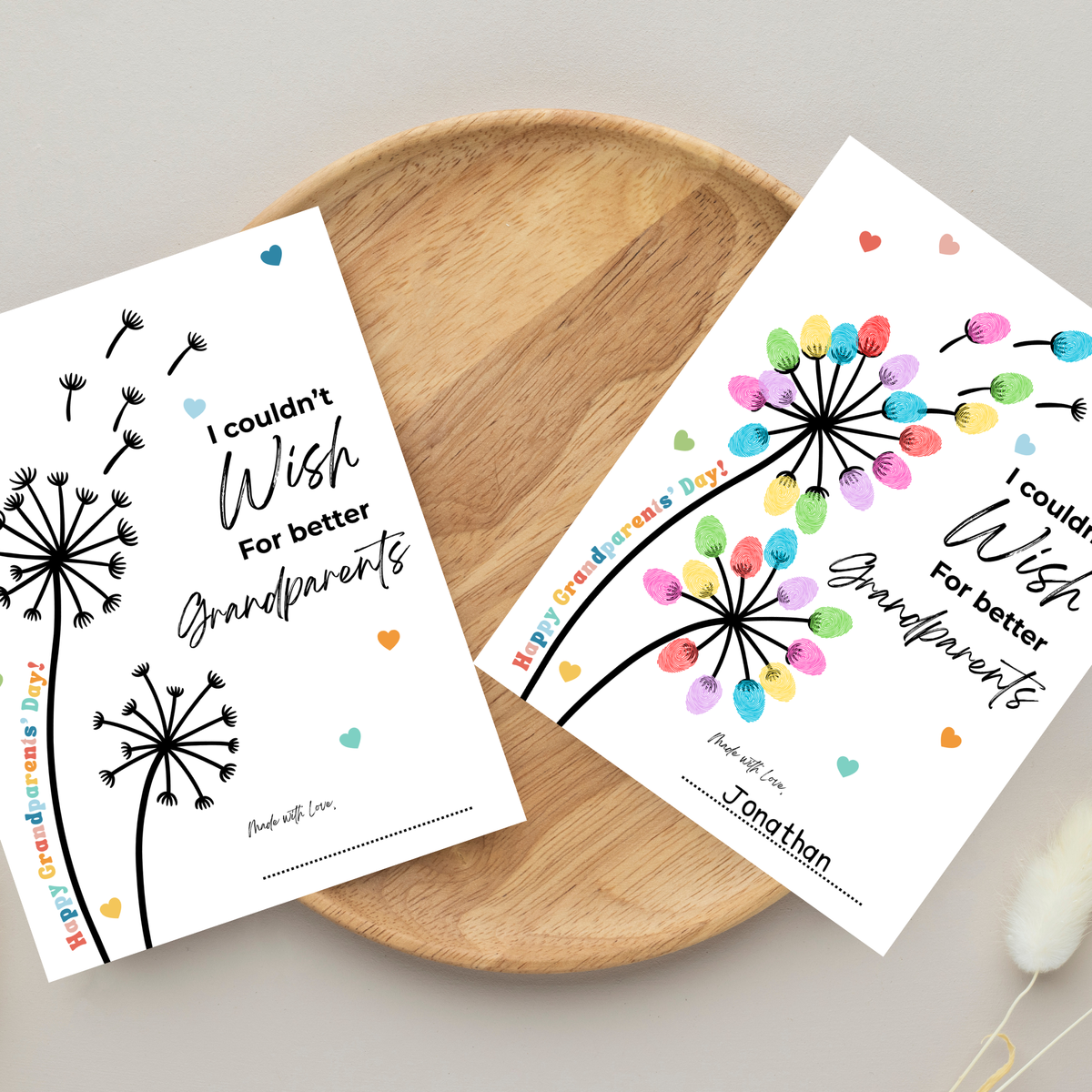 Grandparents Day Fingerprint Craft for Kids | I Couldn’t Wish for Better Grandparents Printable | Dandelion Keepsake