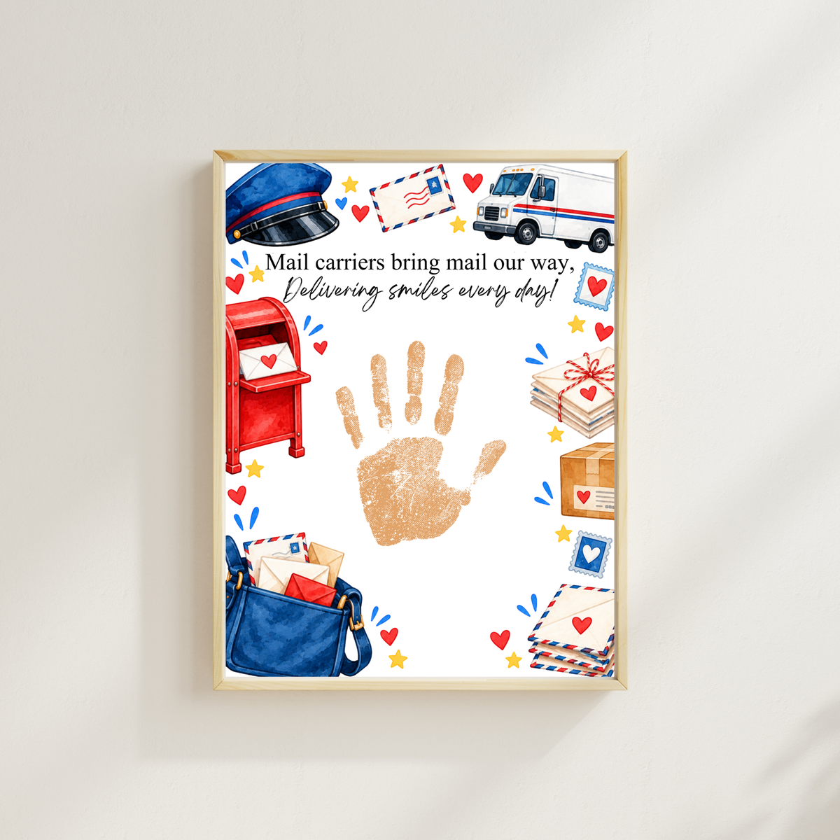 Mail Carrier Handprint Craft for Kids | Community Helpers Printable | Preschool Post Office Activity