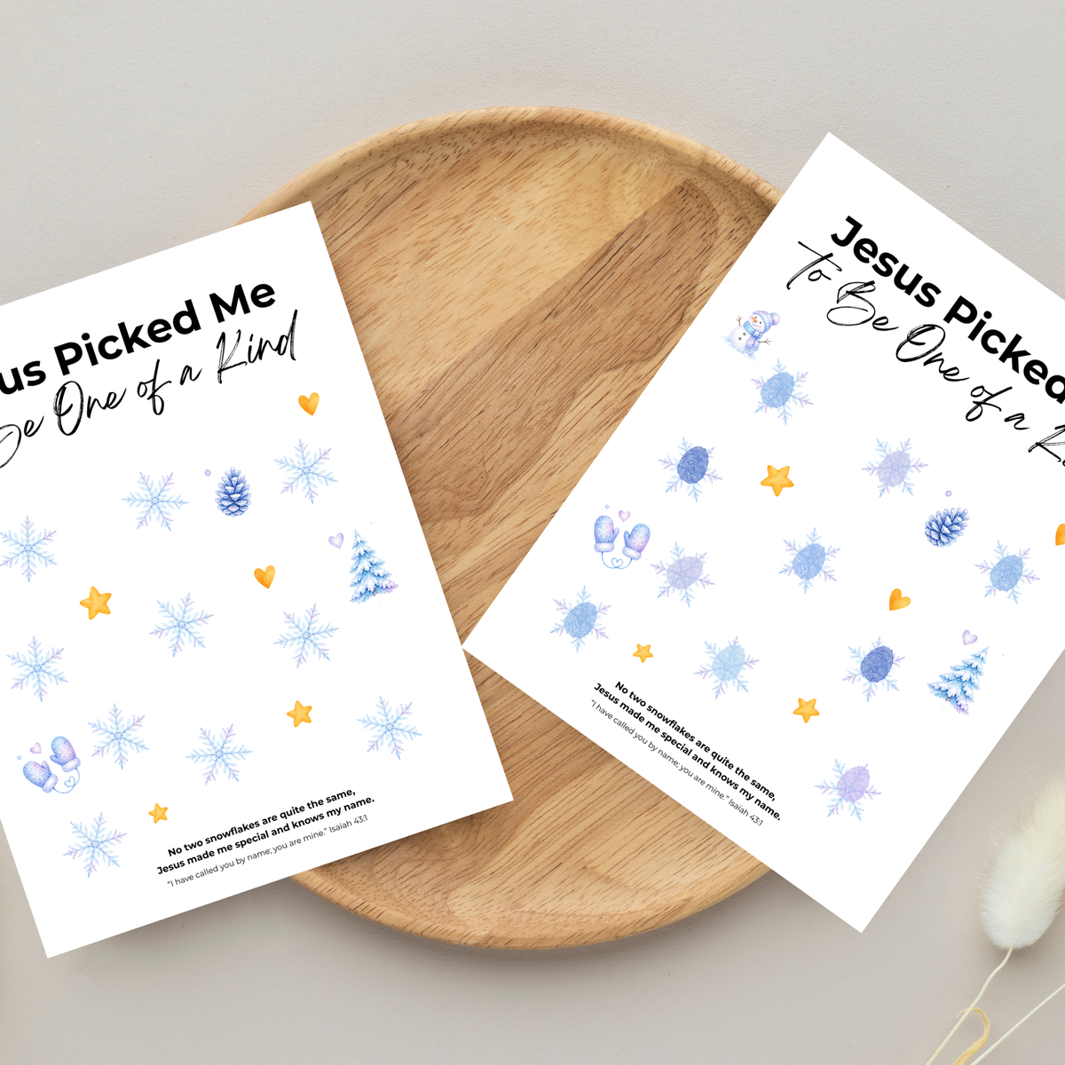 Jesus Picked Me to Be One of a Kind Fingerprint Snowflake Craft | Christian Winter Printable for Kids