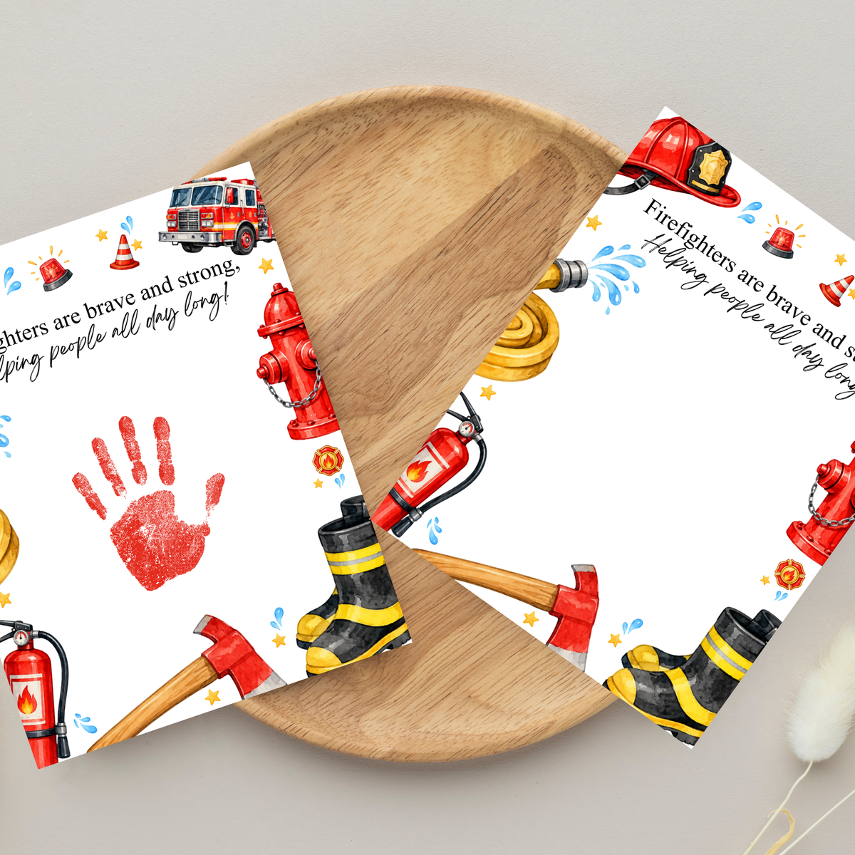 Firefighter Handprint Craft for Kids | Community Helpers Printable | Preschool Fire Safety Activity