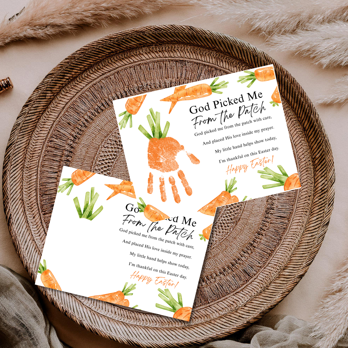 God Picked Me From the Patch Easter Handprint Craft Printable | Christian Easter Carrot Keepsake | Faith-Based Kids Activity PDF