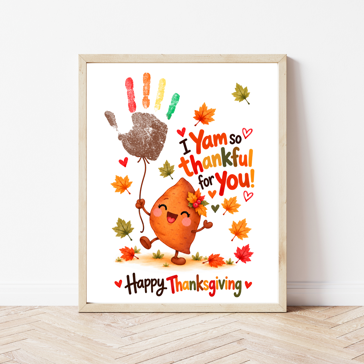 I Yam So Thankful for You Thanksgiving Handprint Craft for Kids | Sweet Potato Keepsake Printable + Free Coloring Page