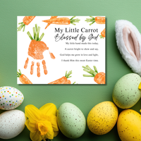 My Little Carrot Blessed by God Easter Handprint Craft Printable | Christian Easter Keepsake Art | Faith-Based Carrot Activity PDF