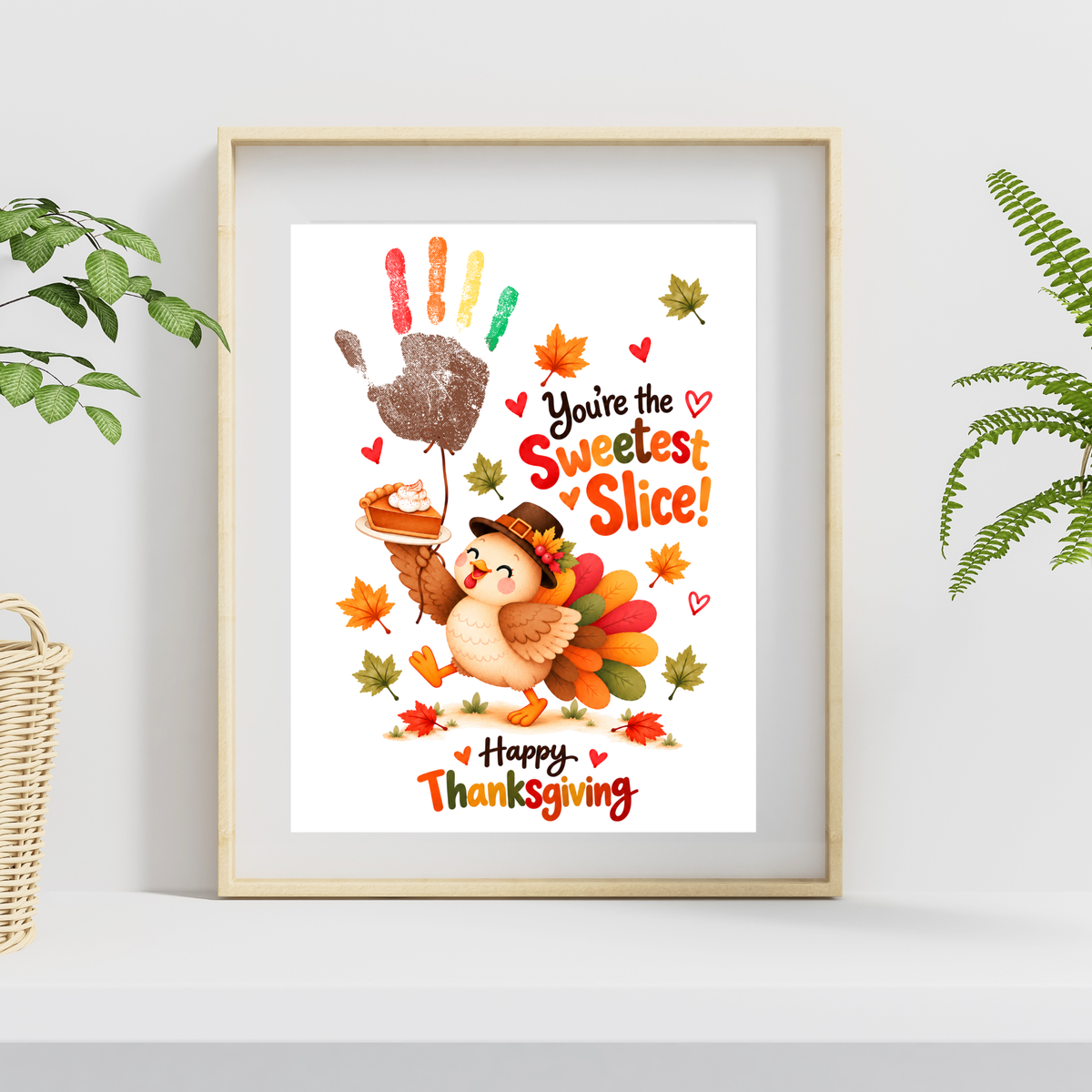 You're the Sweetest Slice Thanksgiving Handprint Craft for Kids | Turkey Keepsake Printable + Free Coloring Page