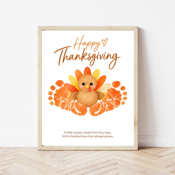 Thanksgiving Turkey Footprint Craft for Kids | Baby & Toddler Keepsake Printable with Free Coloring Page