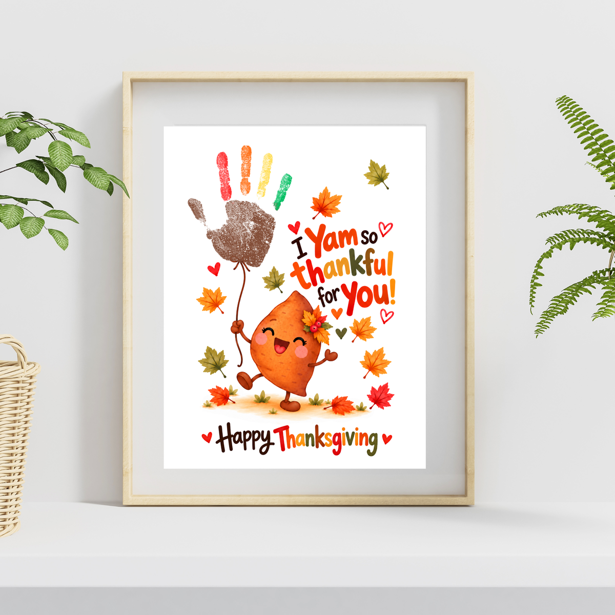 I Yam So Thankful for You Thanksgiving Handprint Craft for Kids | Sweet Potato Keepsake Printable + Free Coloring Page