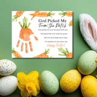 God Picked Me From the Patch Easter Handprint Craft Printable | Christian Easter Carrot Keepsake | Faith-Based Kids Activity PDF