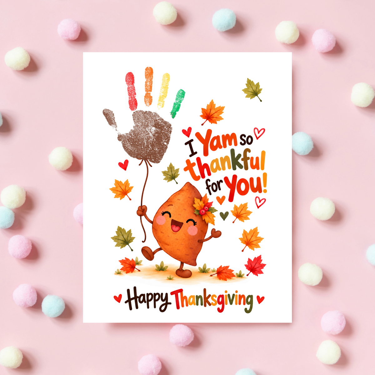 I Yam So Thankful for You Thanksgiving Handprint Craft for Kids | Sweet Potato Keepsake Printable + Free Coloring Page