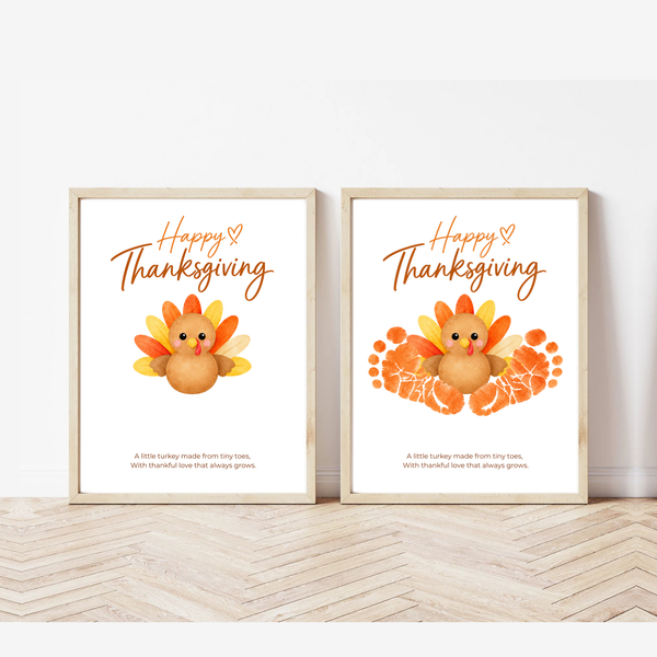 Thanksgiving Turkey Footprint Craft for Kids | Baby & Toddler Keepsake Printable with Free Coloring Page