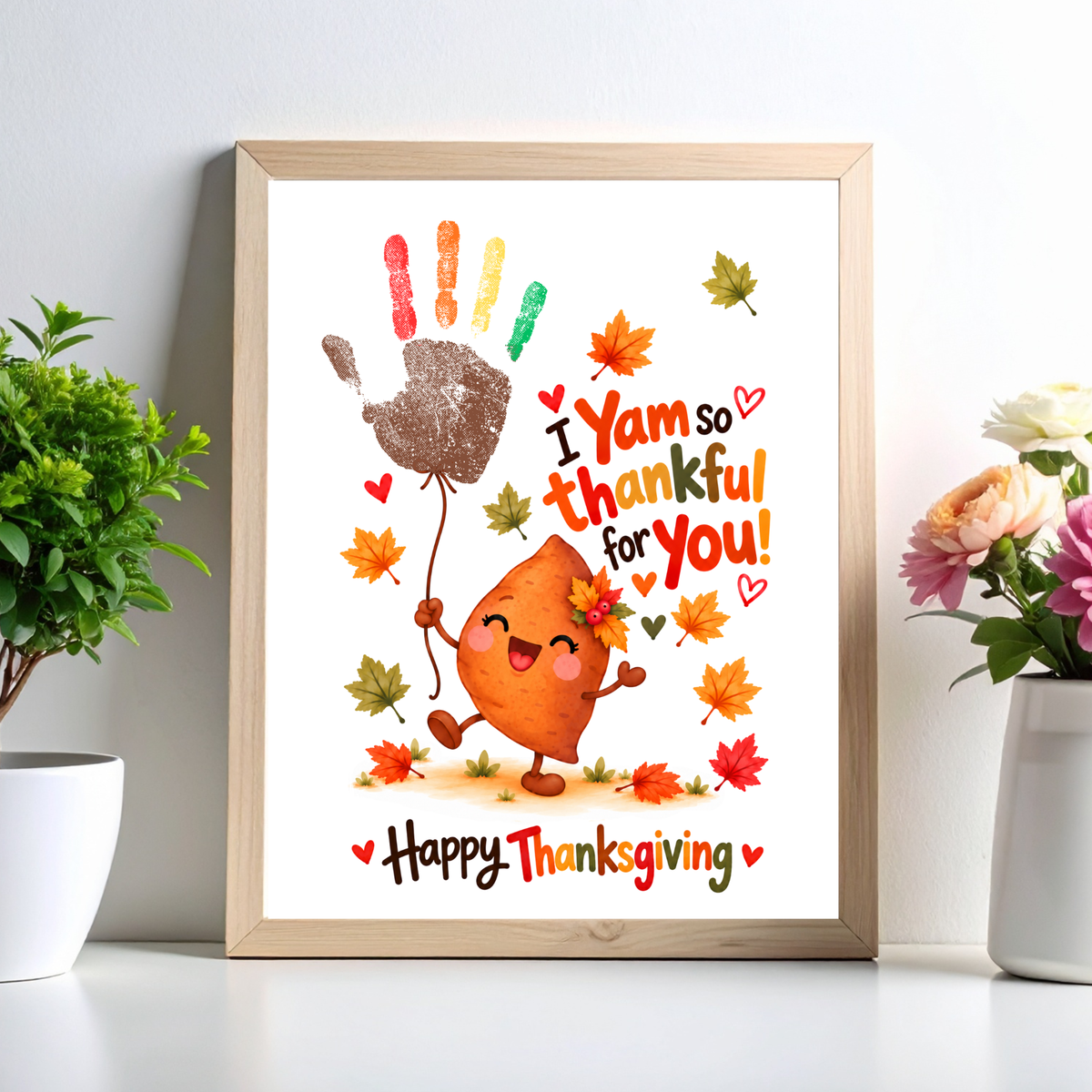 I Yam So Thankful for You Thanksgiving Handprint Craft for Kids | Sweet Potato Keepsake Printable + Free Coloring Page