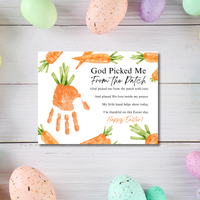 God Picked Me From the Patch Easter Handprint Craft Printable | Christian Easter Carrot Keepsake | Faith-Based Kids Activity PDF