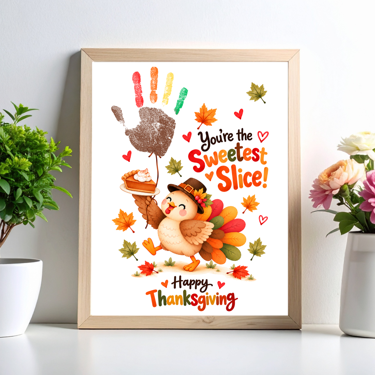 You're the Sweetest Slice Thanksgiving Handprint Craft for Kids | Turkey Keepsake Printable + Free Coloring Page
