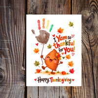 I Yam So Thankful for You Thanksgiving Handprint Craft for Kids | Sweet Potato Keepsake Printable + Free Coloring Page