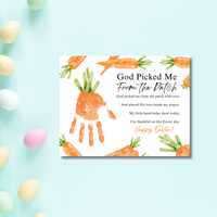 God Picked Me From the Patch Easter Handprint Craft Printable | Christian Easter Carrot Keepsake | Faith-Based Kids Activity PDF