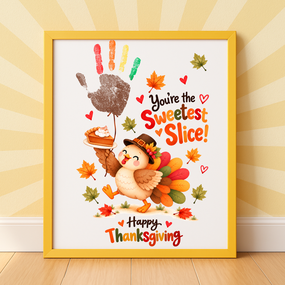 You're the Sweetest Slice Thanksgiving Handprint Craft for Kids | Turkey Keepsake Printable + Free Coloring Page