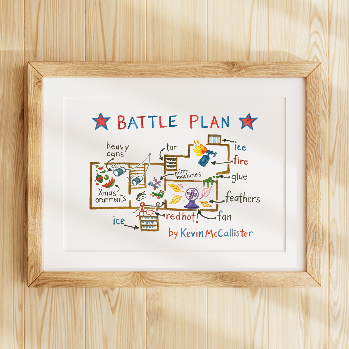 Battle Plan Kids Printable Wall Art | Funny Holiday Trap Blueprint Poster | Movie Night Decor | Playroom Art Print | Multiple Sizes Included
