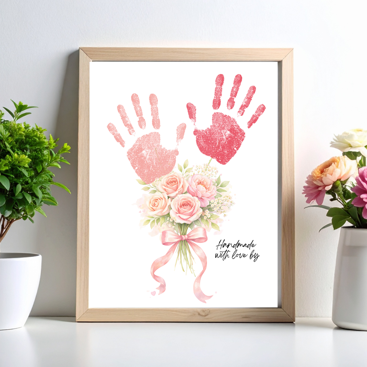 Floral Handprint Printable Gift for Her | Mother’s Day, Grandma, Teacher Appreciation, Birthday Keepsake | Handmade with Love Art