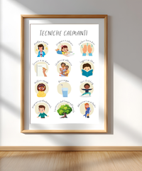 Italian Calming Techniques Poster | Emotional Regulation Chart for Kids | Educational Classroom & Home Wall Art