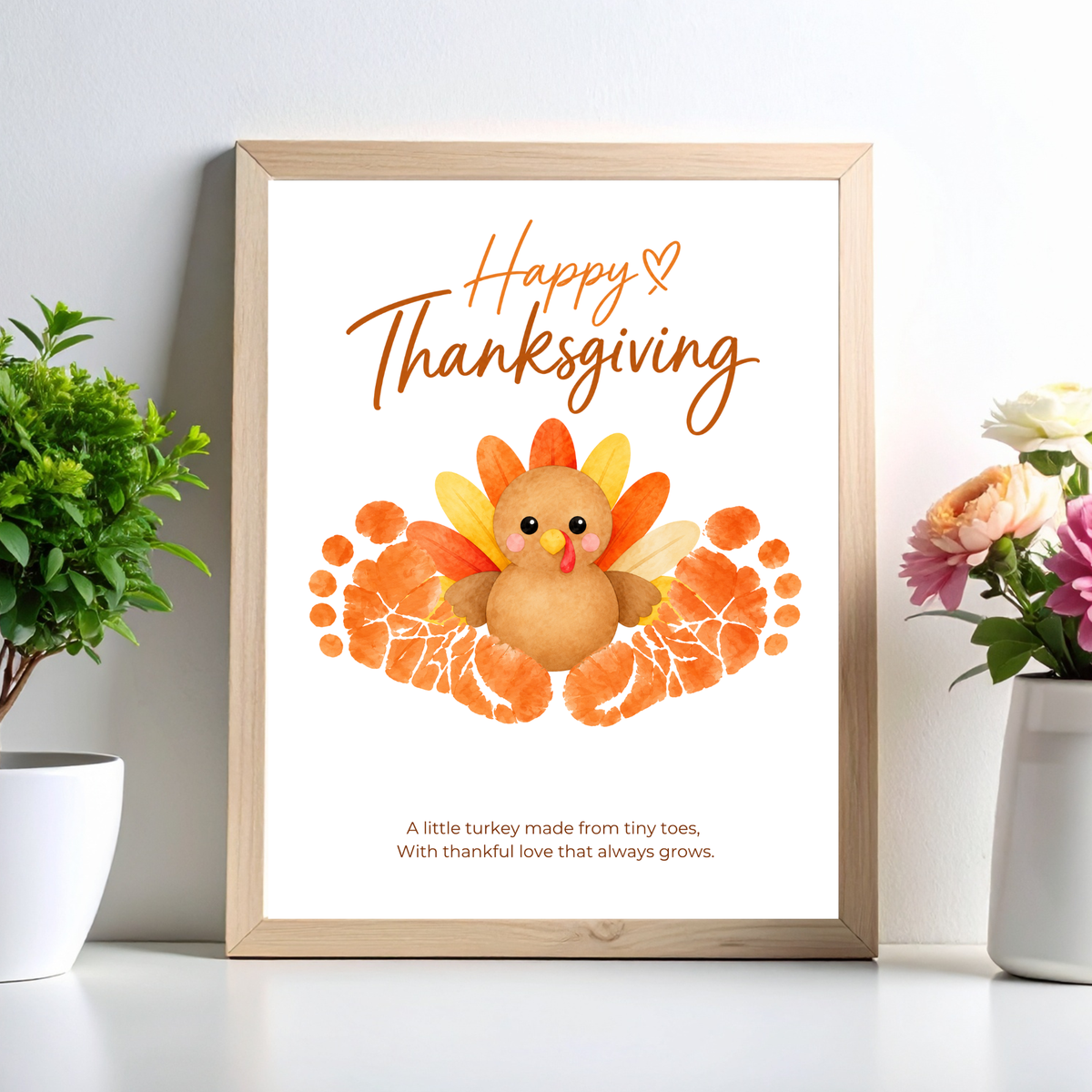 Thanksgiving Turkey Footprint Craft for Kids | Baby & Toddler Keepsake Printable with Free Coloring Page