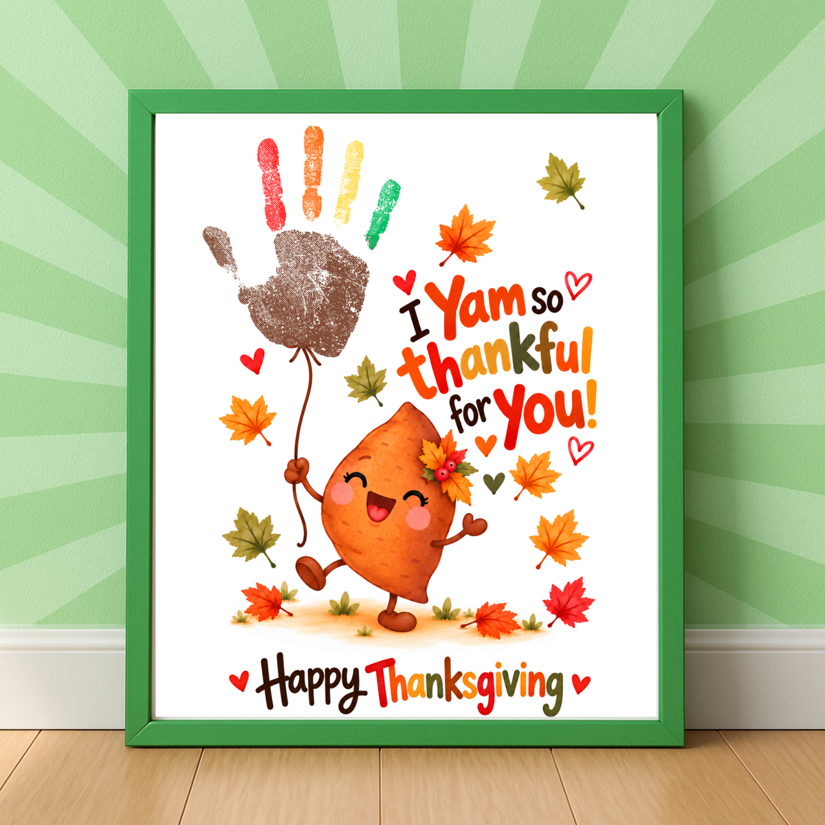 I Yam So Thankful for You Thanksgiving Handprint Craft for Kids | Sweet Potato Keepsake Printable + Free Coloring Page