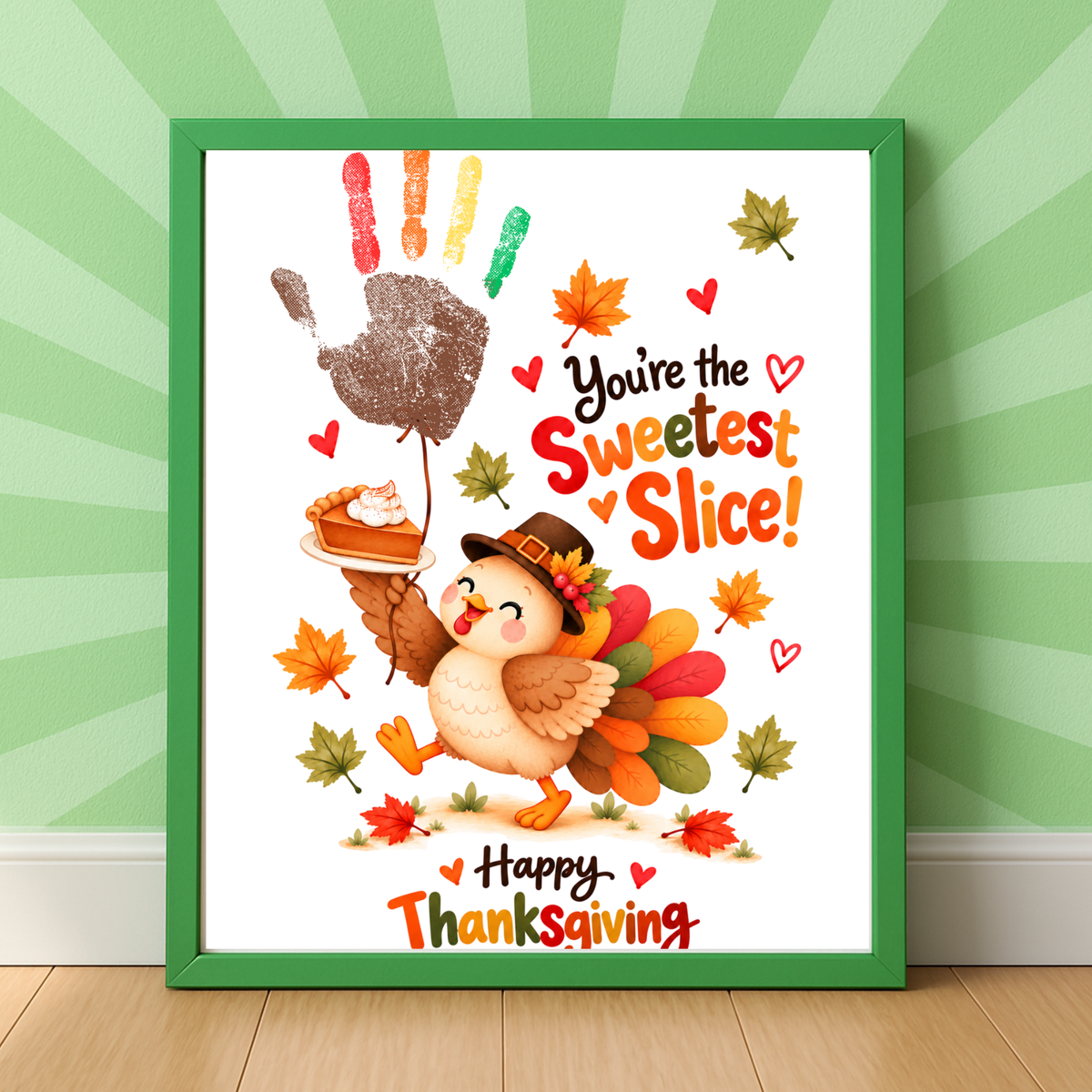 You're the Sweetest Slice Thanksgiving Handprint Craft for Kids | Turkey Keepsake Printable + Free Coloring Page