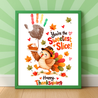 You're the Sweetest Slice Thanksgiving Handprint Craft for Kids | Turkey Keepsake Printable + Free Coloring Page
