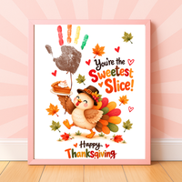 You're the Sweetest Slice Thanksgiving Handprint Craft for Kids | Turkey Keepsake Printable + Free Coloring Page