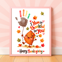 I Yam So Thankful for You Thanksgiving Handprint Craft for Kids | Sweet Potato Keepsake Printable + Free Coloring Page