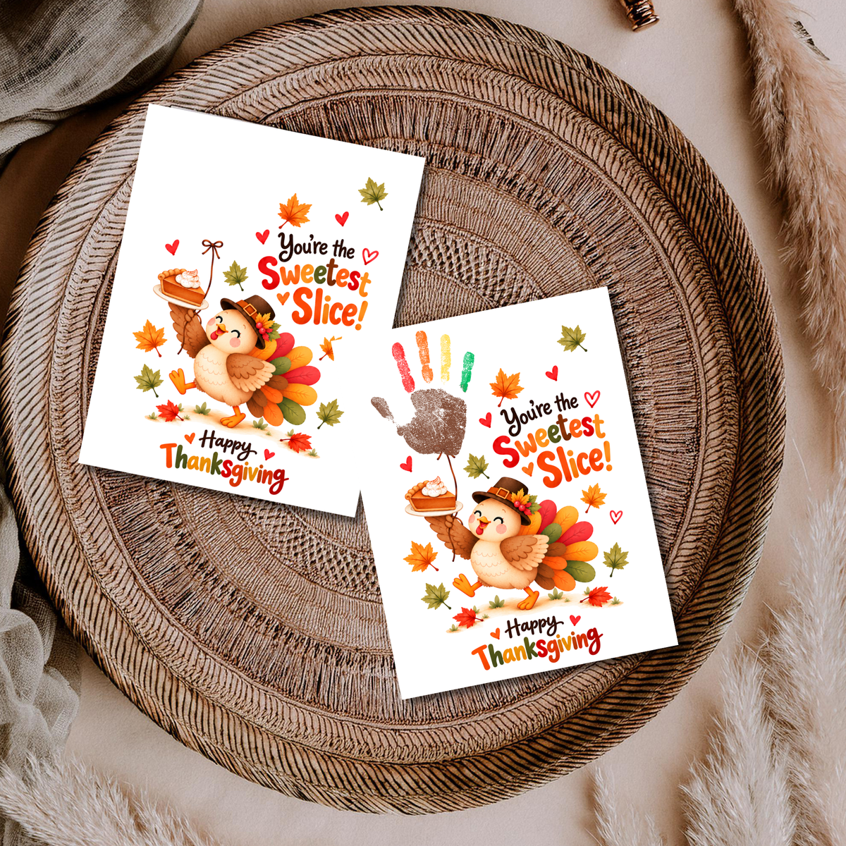 You're the Sweetest Slice Thanksgiving Handprint Craft for Kids | Turkey Keepsake Printable + Free Coloring Page