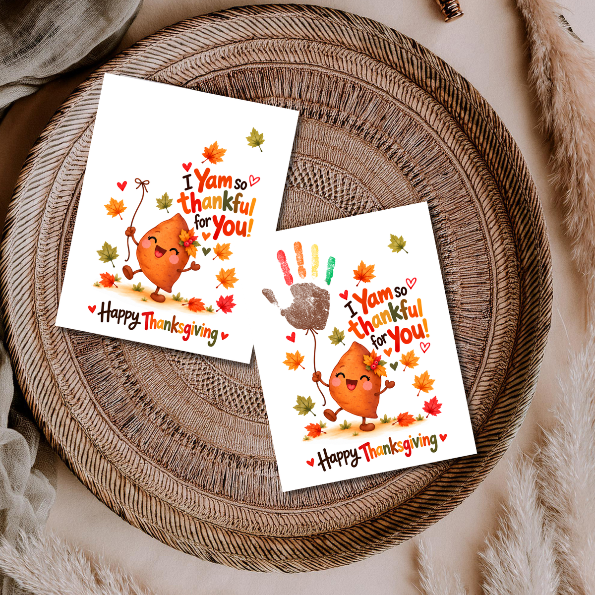 I Yam So Thankful for You Thanksgiving Handprint Craft for Kids | Sweet Potato Keepsake Printable + Free Coloring Page
