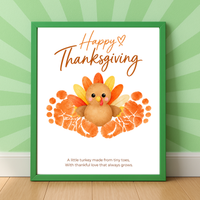 Thanksgiving Turkey Footprint Craft for Kids | Baby & Toddler Keepsake Printable with Free Coloring Page