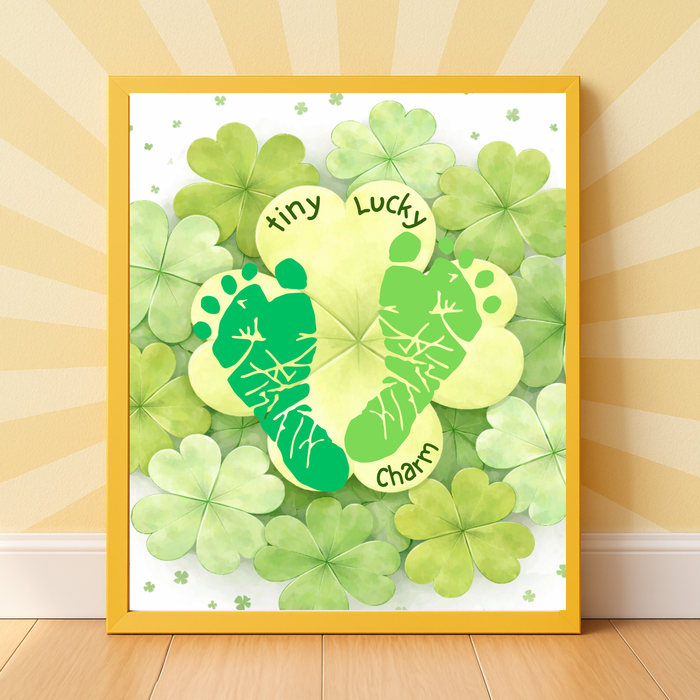 St. Patrick’s Day Footprint Craft Printable for Kids | Keepsake Art | Tiny Lucky Charm Shamrock Design