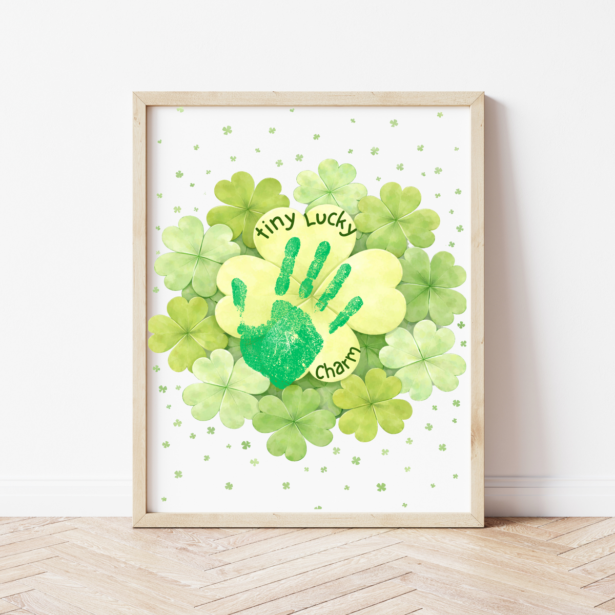 St. Patrick’s Day Footprint Craft Printable for Kids | Keepsake Art | Tiny Lucky Charm Shamrock Design