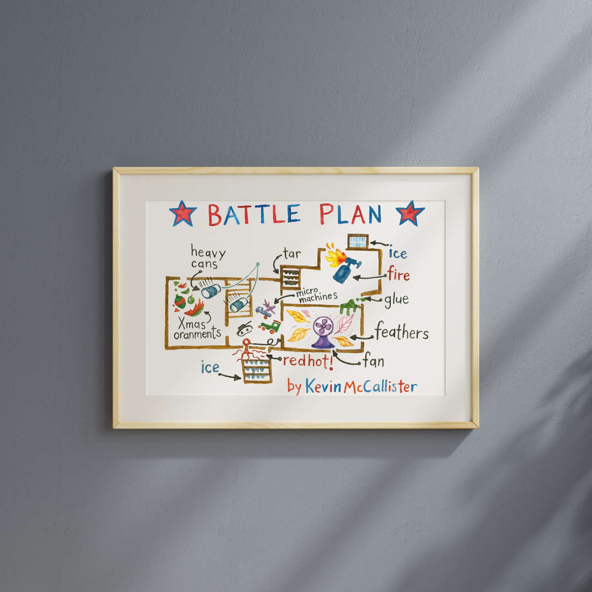 Battle Plan Kids Printable Wall Art | Funny Holiday Trap Blueprint Poster | Movie Night Decor | Playroom Art Print | Multiple Sizes Included