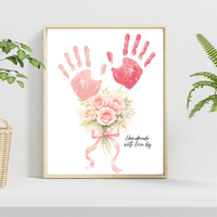 Floral Handprint Printable Gift for Her | Mother’s Day, Grandma, Teacher Appreciation, Birthday Keepsake | Handmade with Love Art