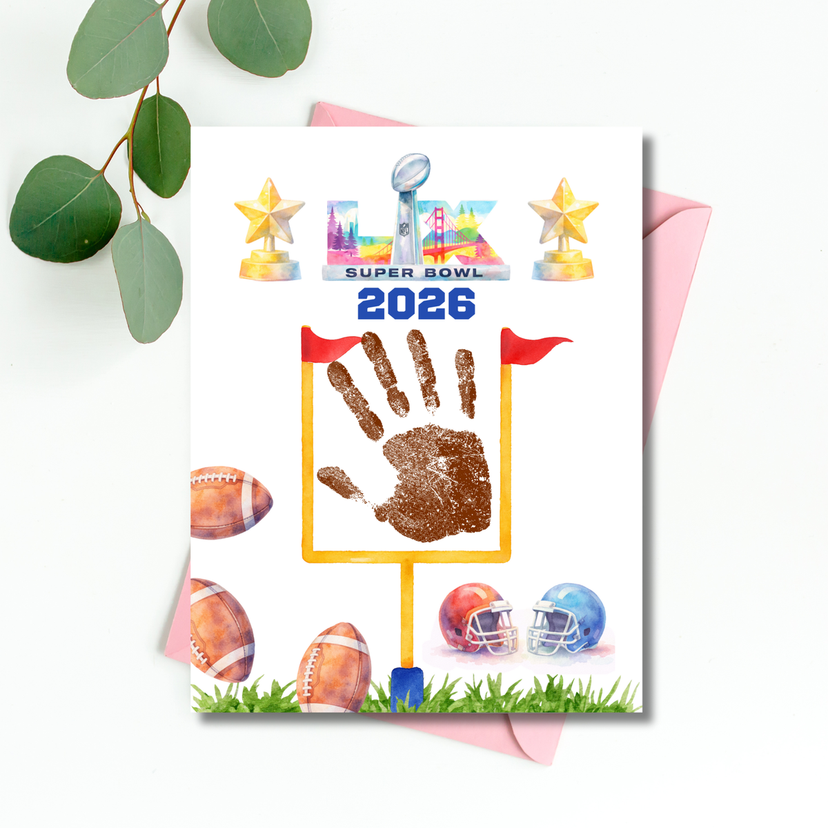 Football Championship 2026 Handprint Craft Printable for Kids | Big Game Keepsake Art | Sports-Themed PDF