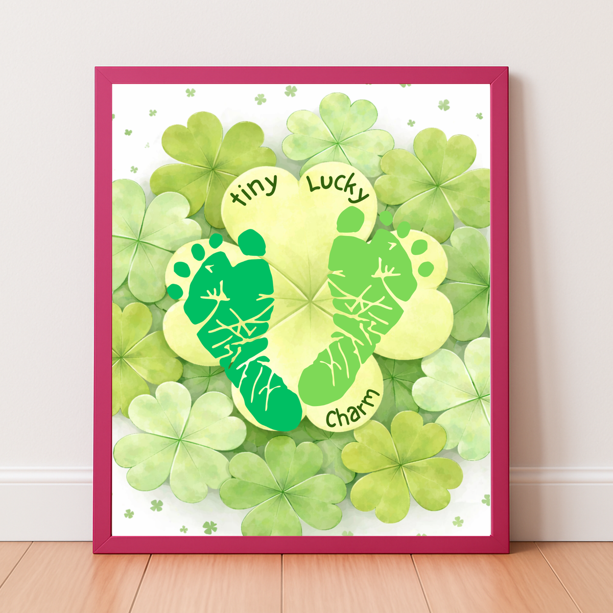 St. Patrick’s Day Footprint Craft Printable for Kids | Keepsake Art | Tiny Lucky Charm Shamrock Design