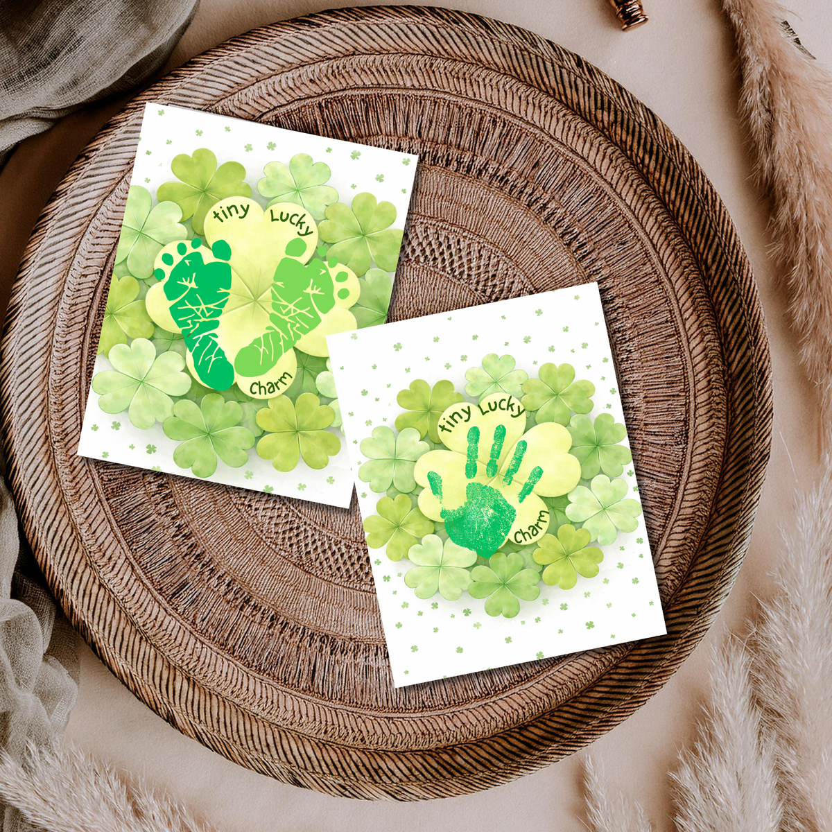 St. Patrick’s Day Footprint Craft Printable for Kids | Keepsake Art | Tiny Lucky Charm Shamrock Design