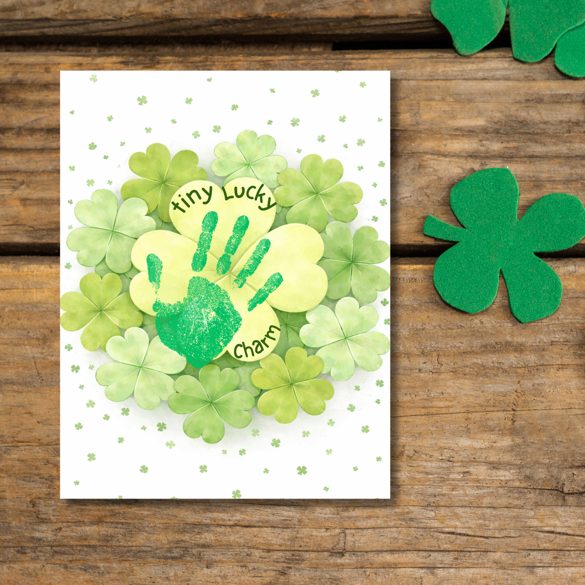 St. Patrick’s Day Footprint Craft Printable for Kids | Keepsake Art | Tiny Lucky Charm Shamrock Design