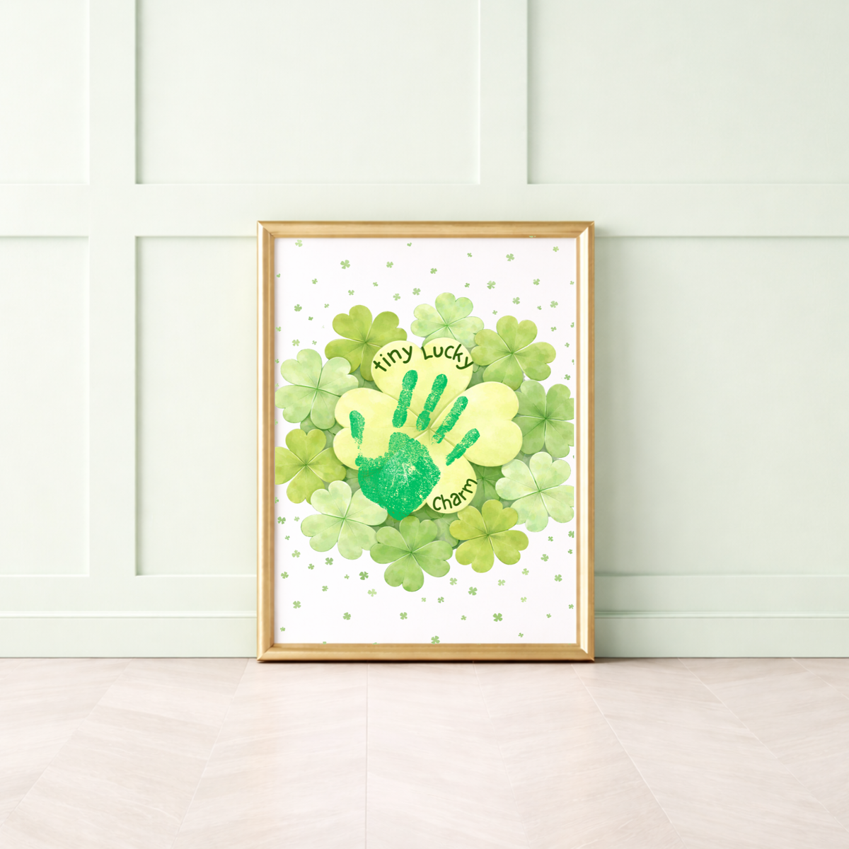 St. Patrick’s Day Footprint Craft Printable for Kids | Keepsake Art | Tiny Lucky Charm Shamrock Design