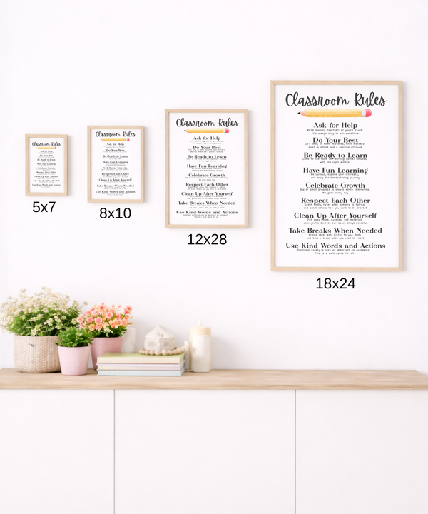 Classroom Rules Poster | Homeschool Rules Chart for Kids | Behavior Expectations & Learning Routine Visual | Educational Wall Art