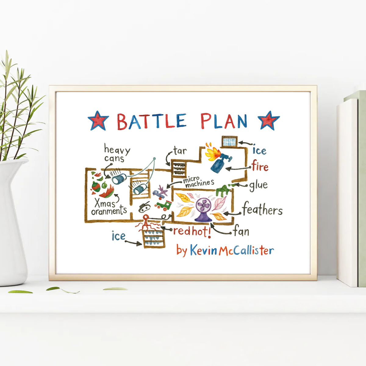 Battle Plan Kids Printable Wall Art | Funny Holiday Trap Blueprint Poster | Movie Night Decor | Playroom Art Print | Multiple Sizes Included