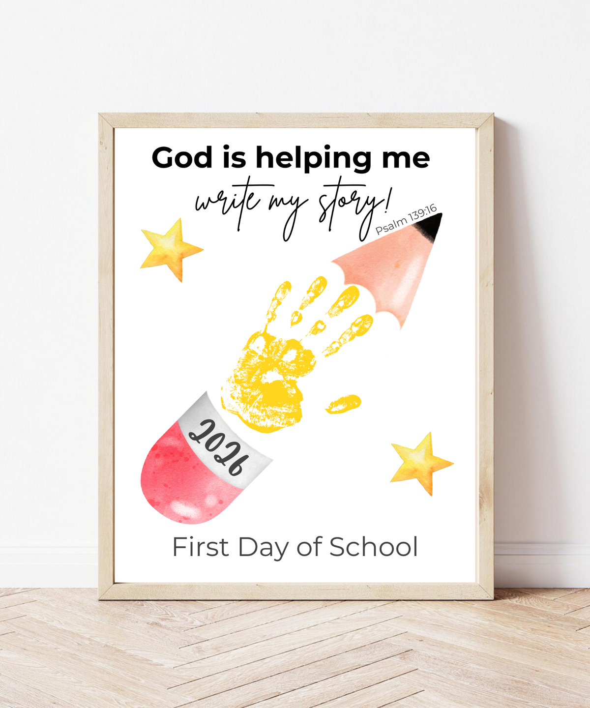 Christian First & Last Day of School Pencil Handprint Craft Printable for Kids | Faith-Inspired Keepsake | God Is Helping Me Write My Story